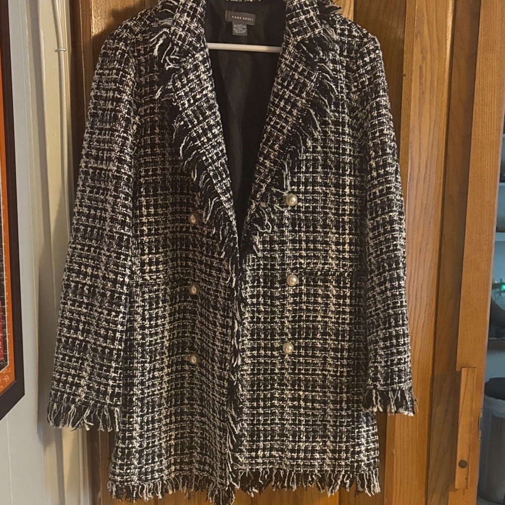 Sans Souci Black and White Tweed Blazer